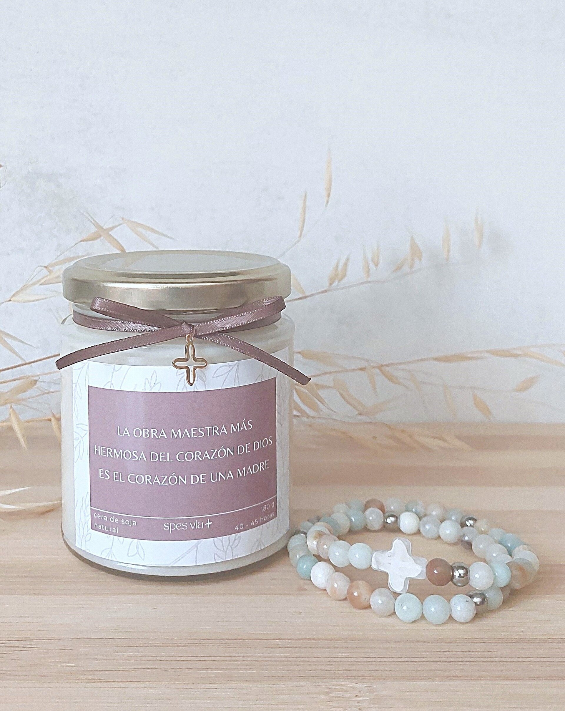 Pack pulsera rosario - vela aromática - 3