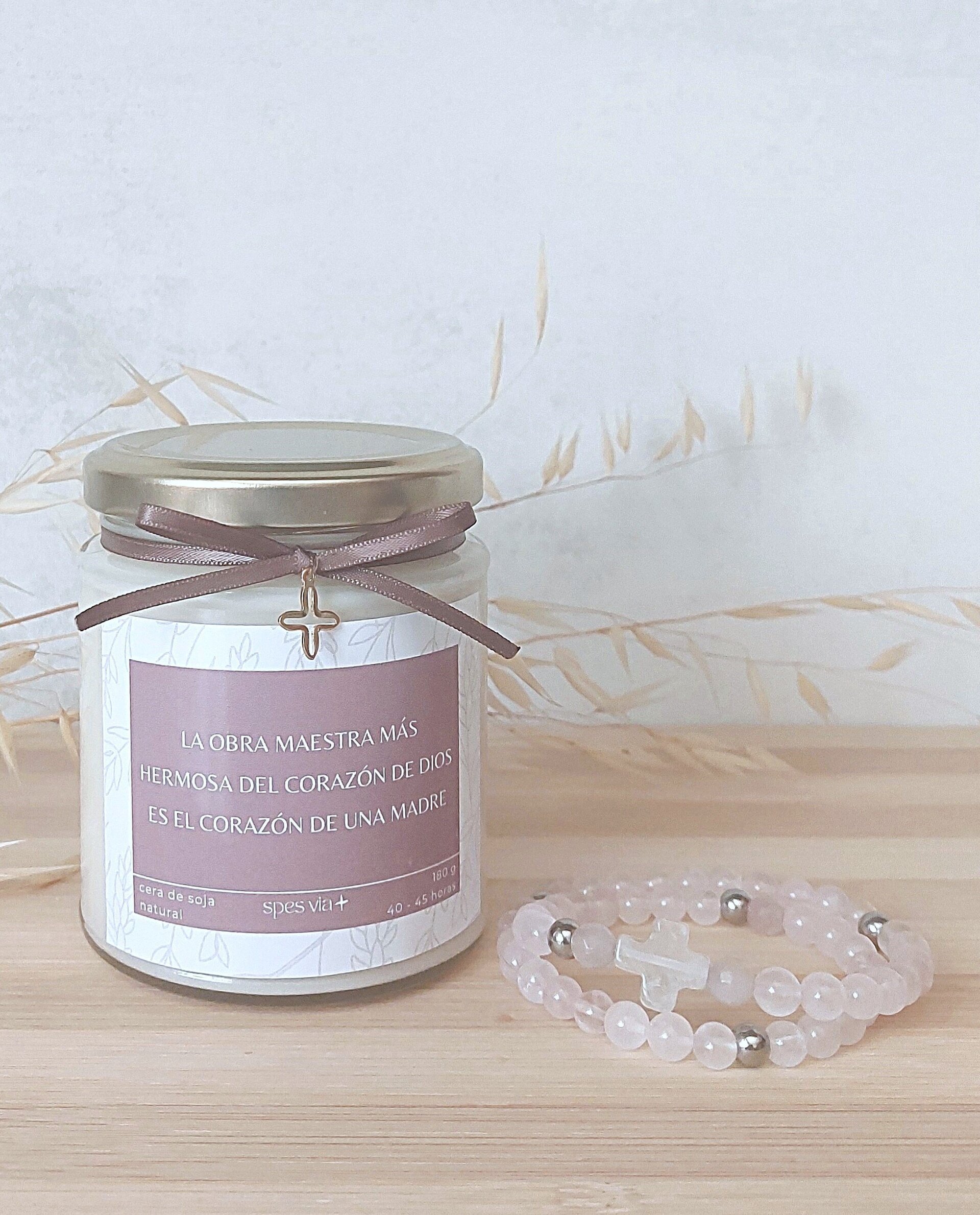 Pack pulsera rosario - vela aromática - 2