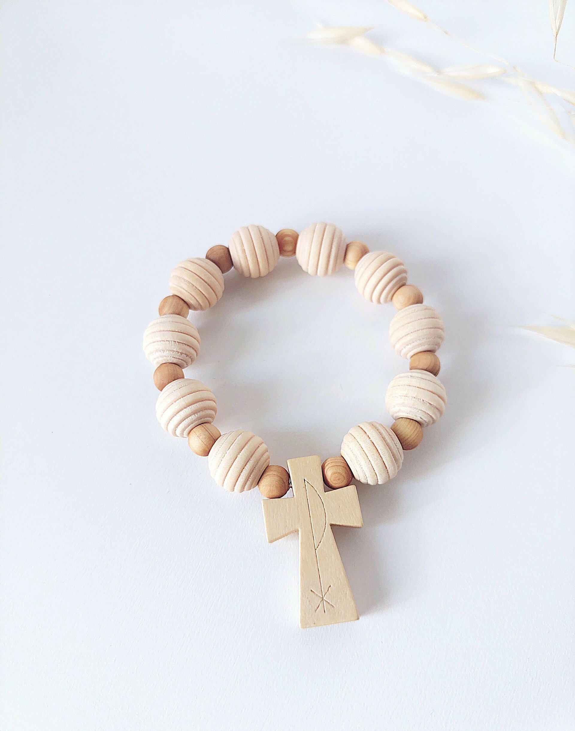Pack cuadro Ave María - pulsera cruz - decenario infantil - 7